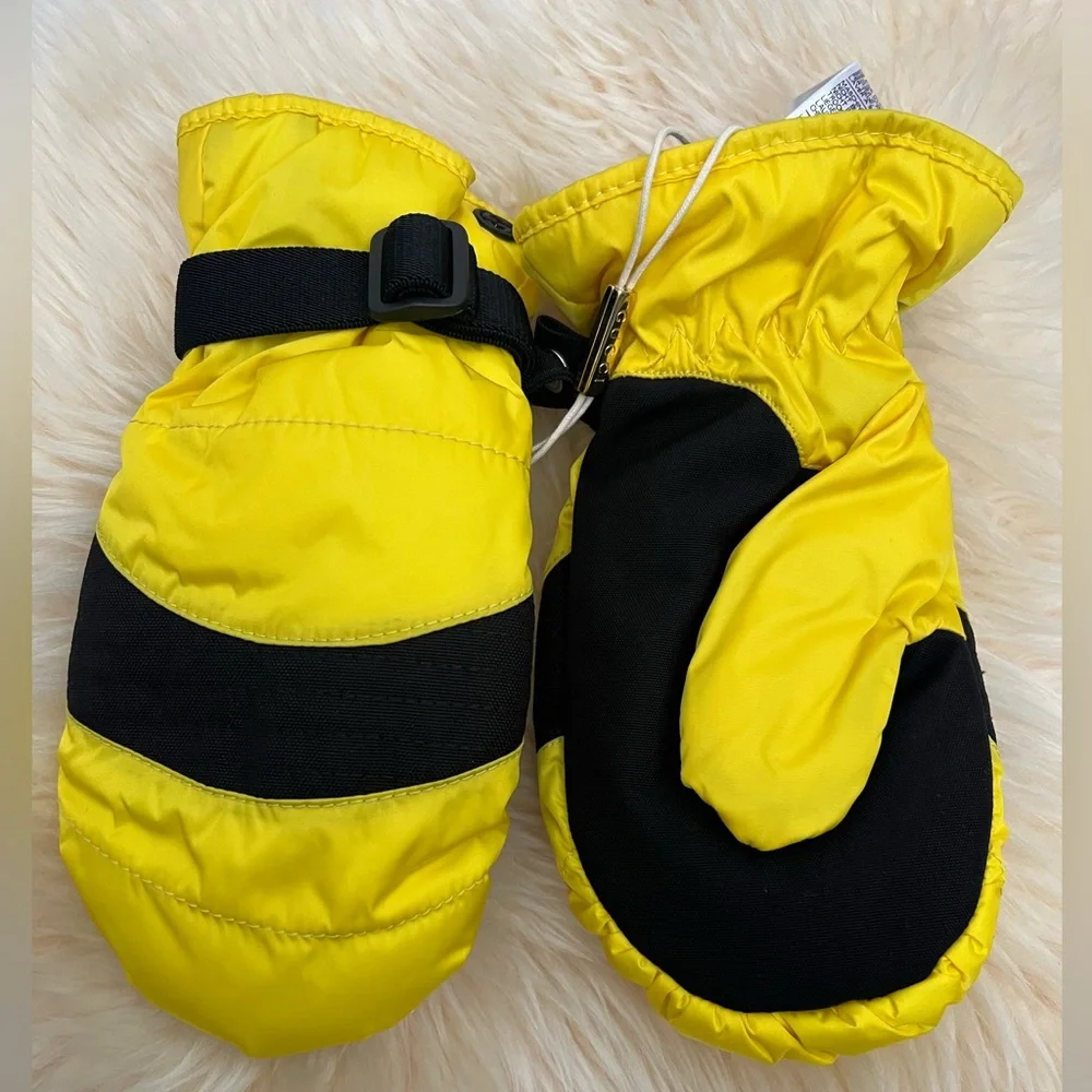 NWT 100% AUTH Gucci Kids Technical Ski Mittens Gloves in Yellow and Black Sz 10